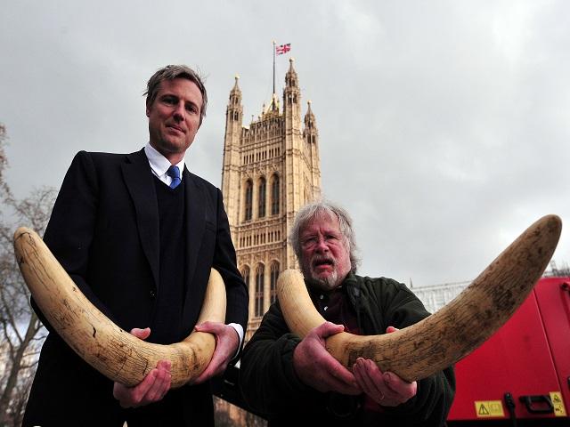 Goldsmith and Bill Oddie campaigning against ivory trade in 2014